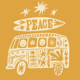 Peace hippie bus graphic close up